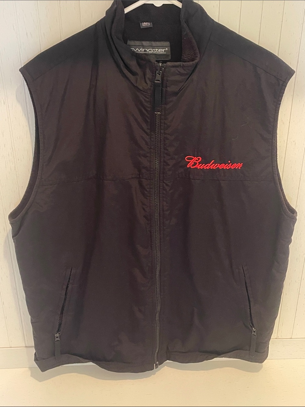 Budweiser Embroidered Full Zip Fleece Lined Vest Black Men’s XL Wingster